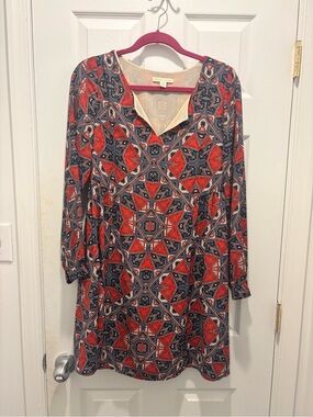 Anthropologie Paper Crown Long Sleeve Geometric Shift Dress - S